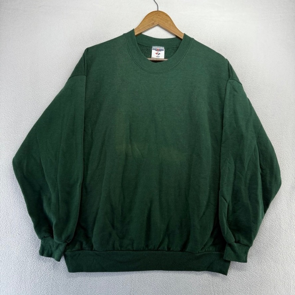 Vintage Blank Sweatshirt men's XL Green Crewneck Made In USA 50/50 Jerzees 90s